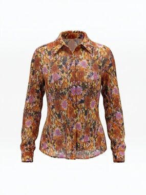Ramy Brook “Capucine” Button-Down Blouse - Multi Color with Shimmering Accents